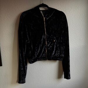 Fabletics Black Velvet Bomber Jacket